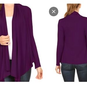 2- Women's Purple & Black Open Front Cardigan Long Sleeve Sweater